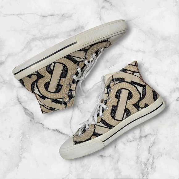 Burberry Mens Monogram-print High-top Sneakers In Neutrals Size 43 10